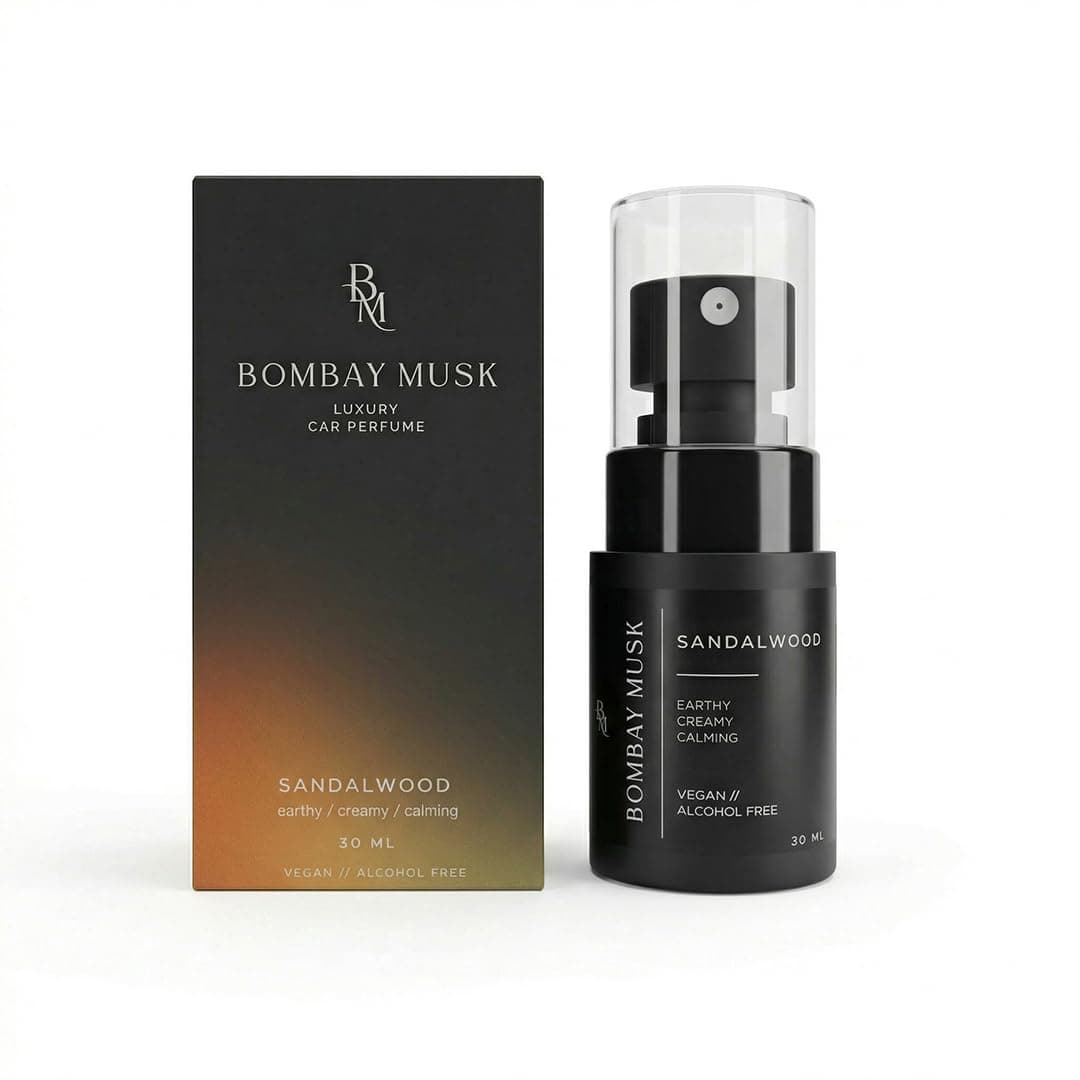 Bombay Musk Sandalwood Luxury Car Perfume | Long Lasting Car Fragrance & Car Freshener | Alcohol Free & Plant Based | 60+ Days | 200+ Sprays | Perfume for Car