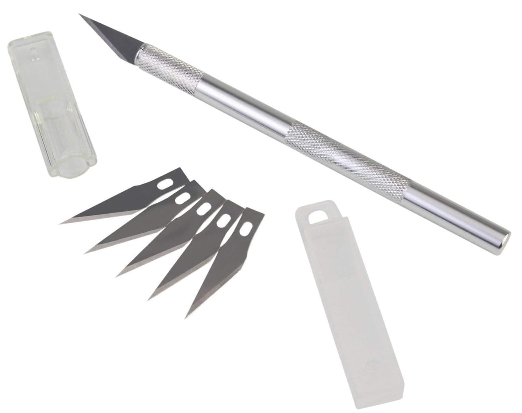 Detail Precision Pen Knife with 5 Interchangeable Sharp Blades for Carving & Mat Cutting Paper Cardboard Sheets Craft Razor Cutter Blade Art Pencil Pack of 1