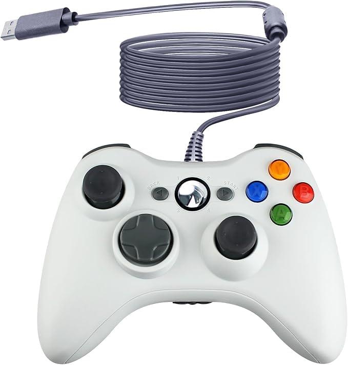 Wired Controller Gamepad Compatible for Microsoft Xbox 360 Console PC Computer Video Game Color White