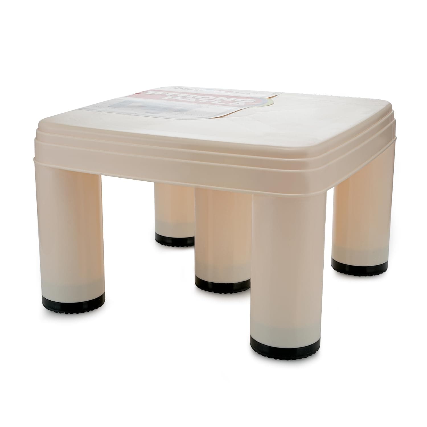 Nayasa Strong Plastic Stool for Home | Anti Skid, Light Weight & Durable | Plastic Stool for Sitting | Sturdy & Portable Stool for Home | Cream (515)