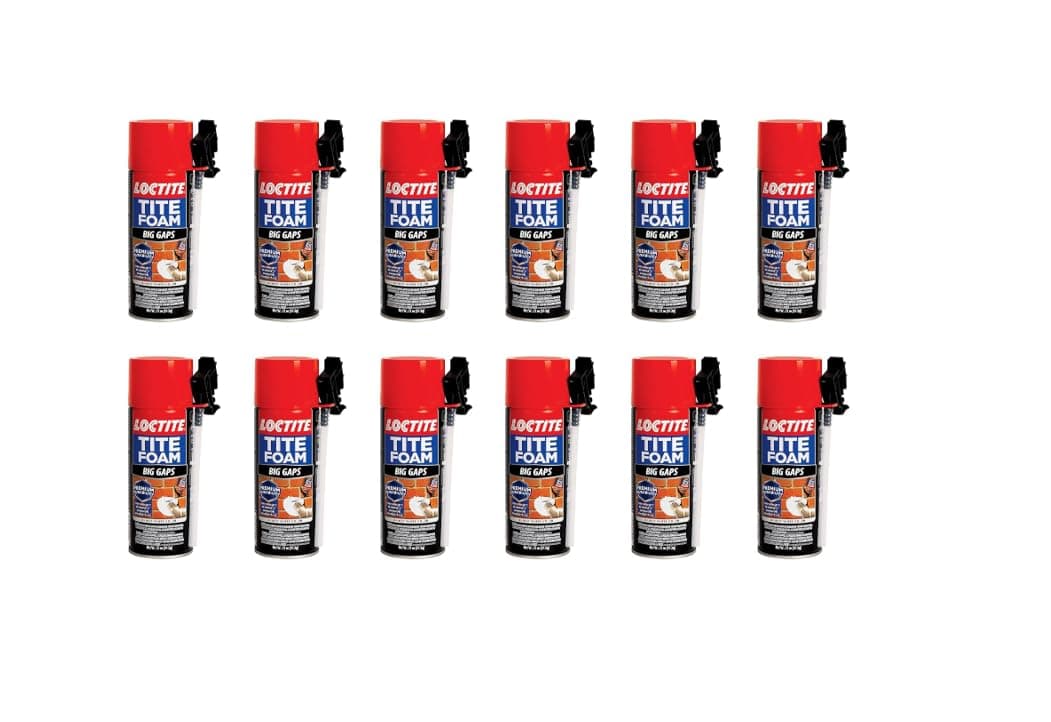 Loctite Tite Foam PU sealant|Expanding Foam for large gaps filling|keeps dust and pests aways|DIY dries fast|waterproof|no shrinkage|easy application|doors|PVC pipe|bathroom|AC ducts|White|340g x 12