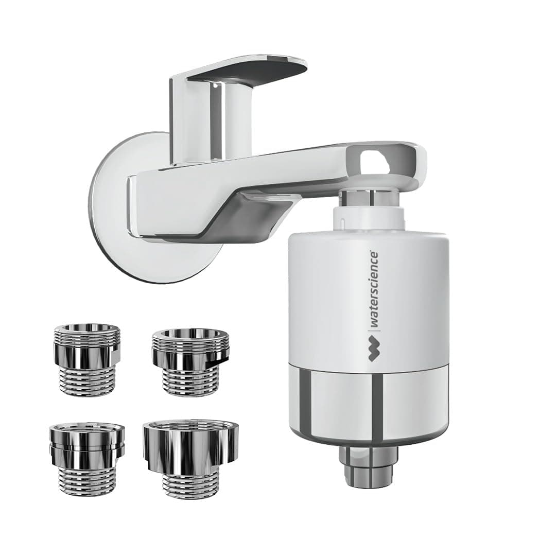 WaterScience CLEO Hard Water Softener for Tap and Shower | Hard Water Filter for Tap | shower filter for bathroom | with Set of Metal Adaptors - CLEO-SFU-423