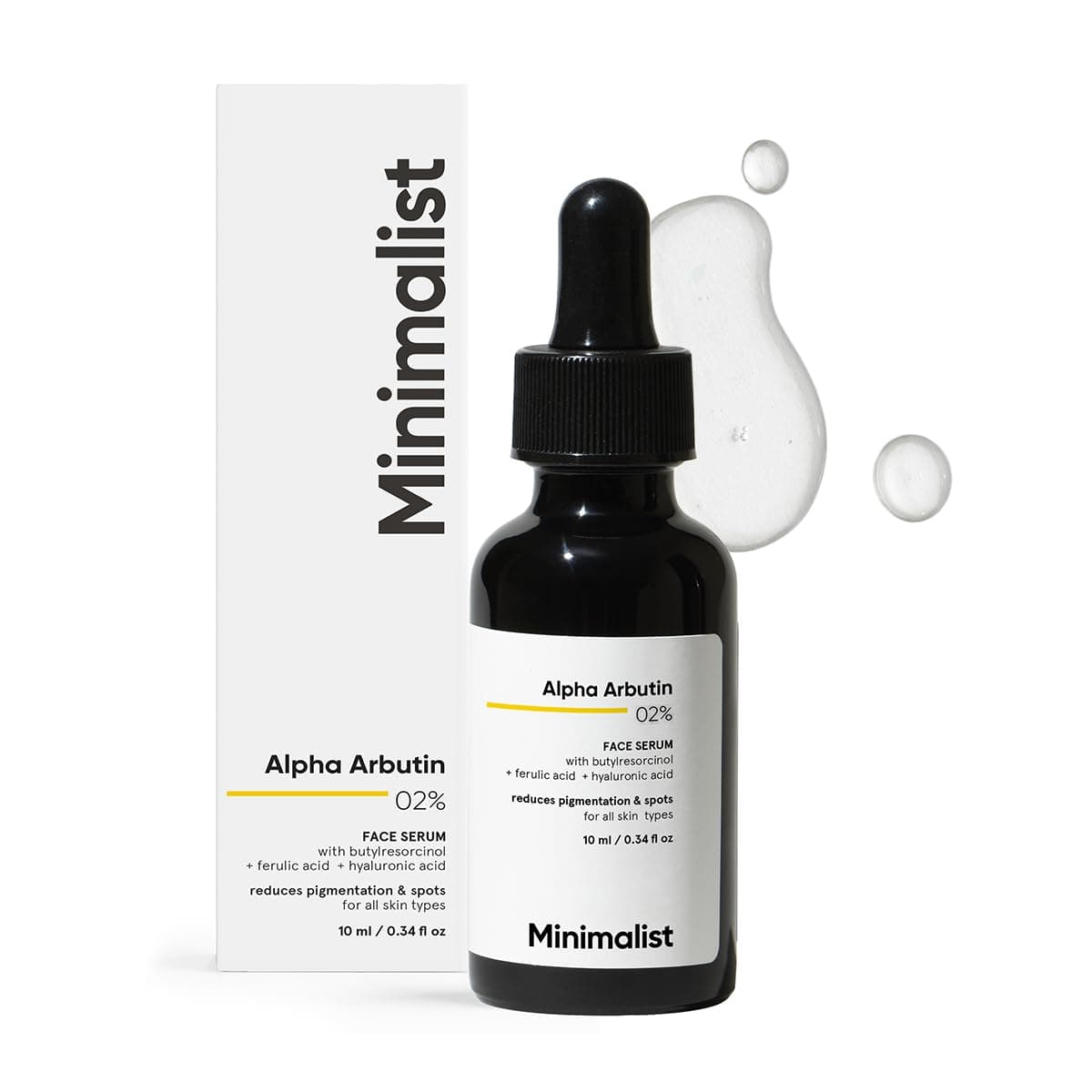 Minimalist Dark Spots Removal Serum with 2% Alpha Arbutin for Hyperpigmentation | Suitable for All Skin Type | Face Serum for Blemishes, Acne Marks & Tanning with Hyaluronic Acid| Fragrance-Free & Non-Comedogenic | For Women & Men | 10 ml