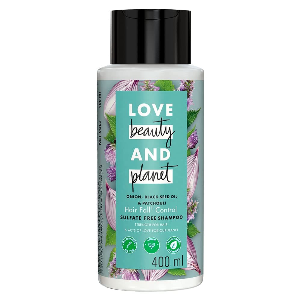 Love Beauty & Planet Onion, Black Seed & Patchouli Hairfall Control Natural Shampoo|No Sulfates,No Paraben|400ml