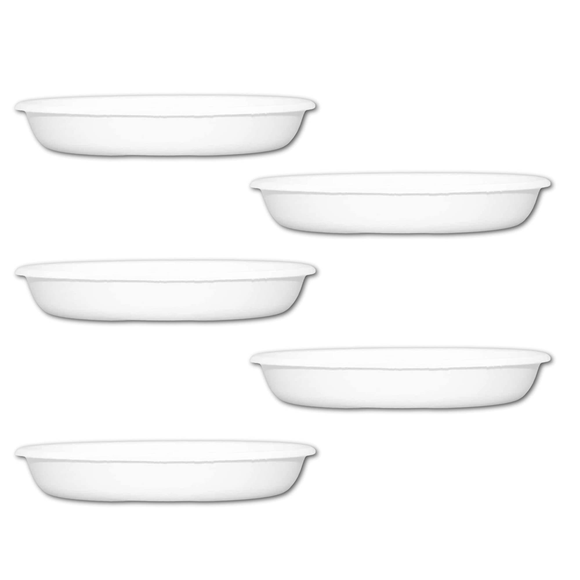 Leafy Tales Bottom Plate/Dripping Tray for Pots, White Color| (8-inch, White, Pack of 5)