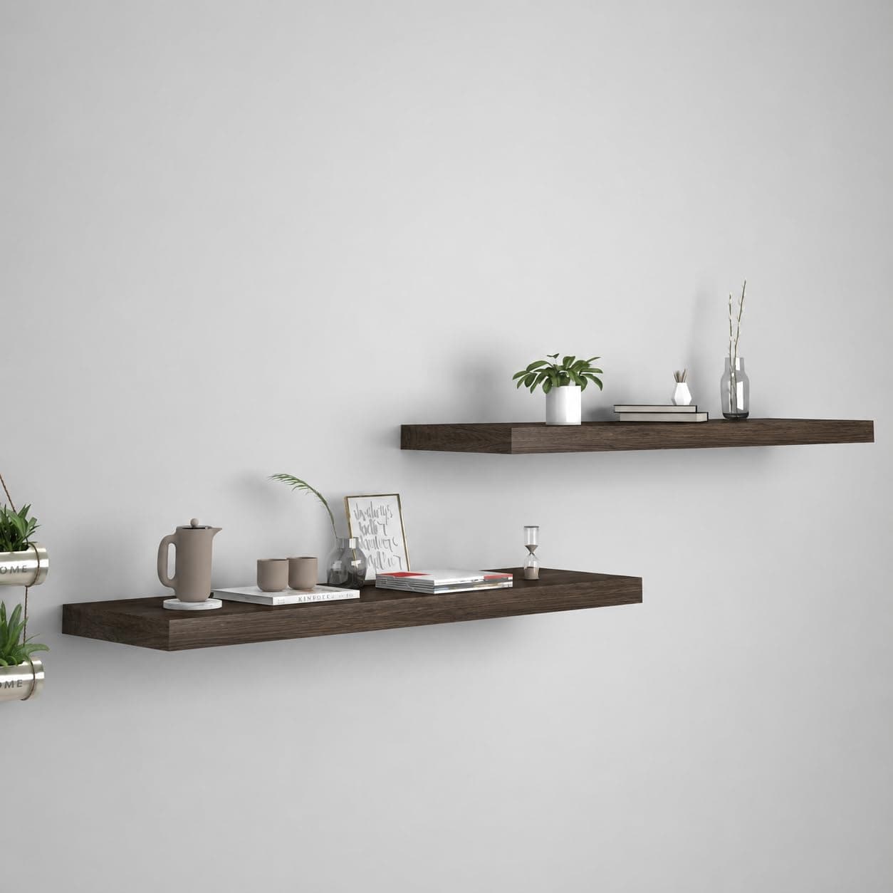 ANTICO WOODENIA® Wooden Floating Wall Shelf| Wall Mount| Wall Rack| Wall Bracket for Home and Office Decor | Big Mounted Cabinets (Set of 2, Ash Walnut, Large)