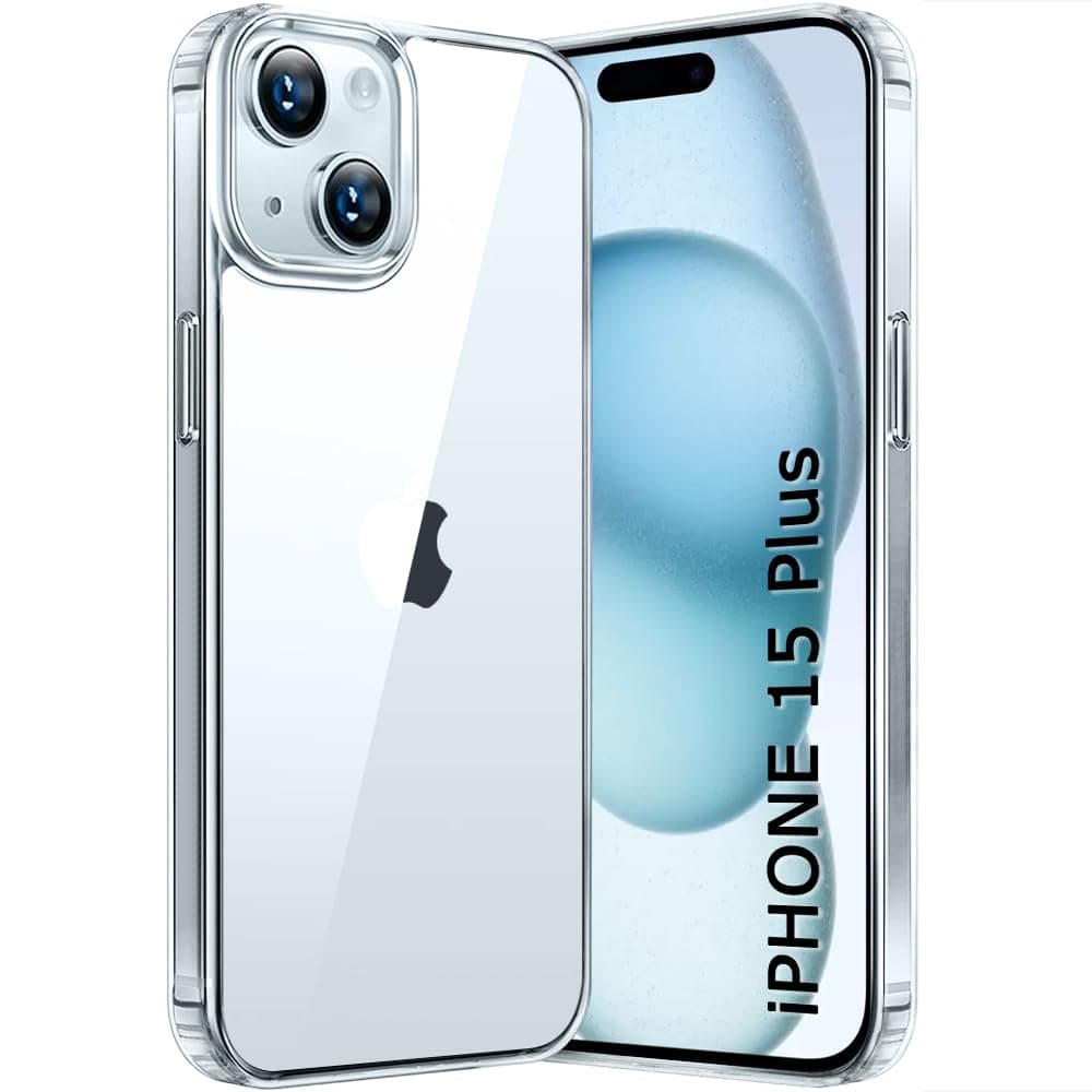 TheGiftKart Ultra-Hybrid Crystal Clear Back Case Cover for iPhone 15 Plus | Shockproof Design | Hard Back Cover Case for iPhone 15 Plus (PC & TPU, Transparent)
