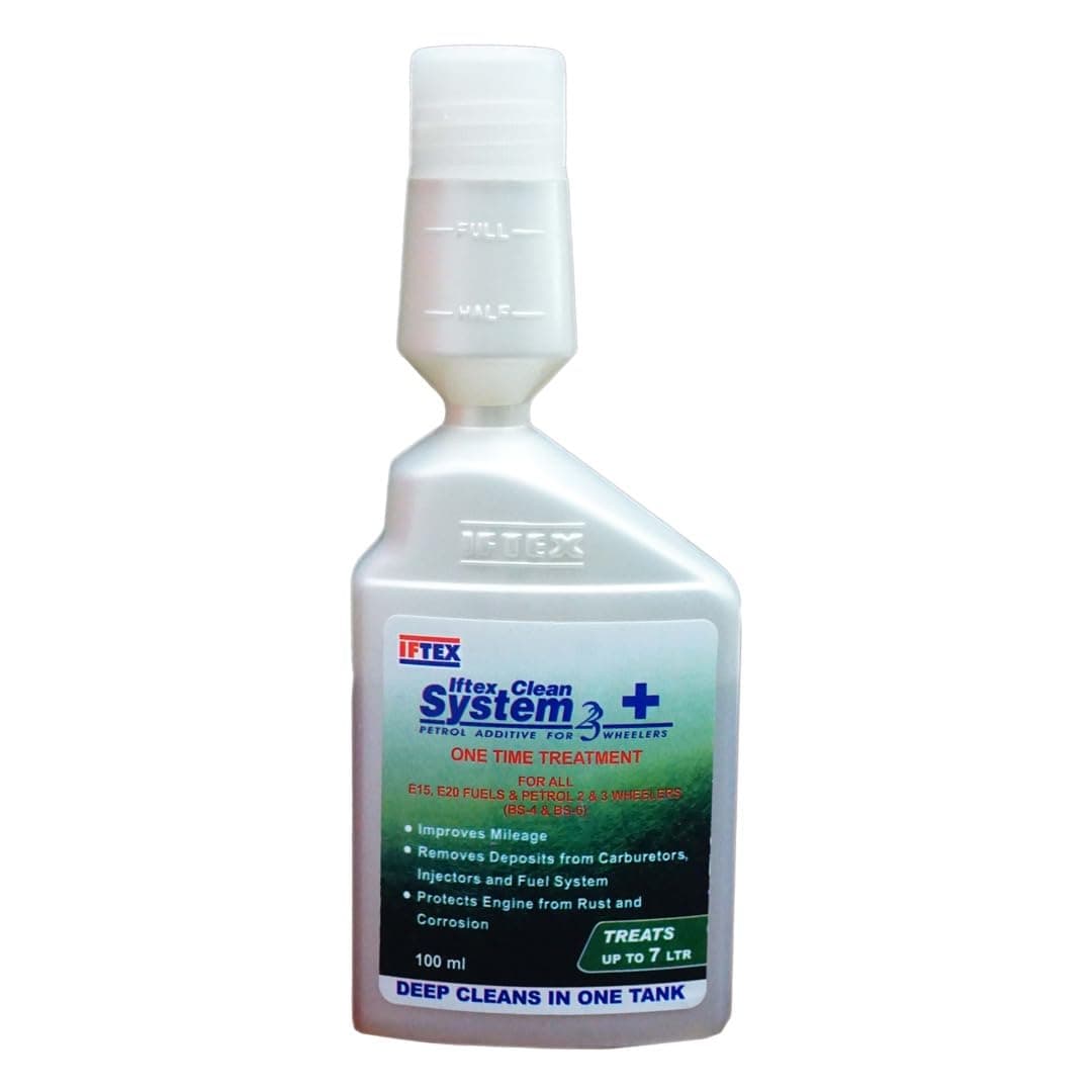 IFTEX System 2/3+ e20 One Time Treatment Petrol Additive for All Petrol Bike and Scooter BS4 and BS6, Petrol Fuel System and Injector Cleaner for Cleaning deposits and Mileage Improvement (100 ml)