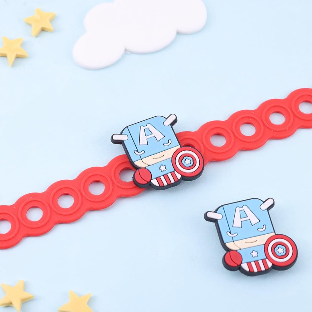 Floweraura Raksha Bandhan Celebrations Adjustable Smart-Strap Superhero Kids Rakhi - Rakhi Set for Brother | Bhai | Boy | Cousins | Rakshabandhan Gift Set