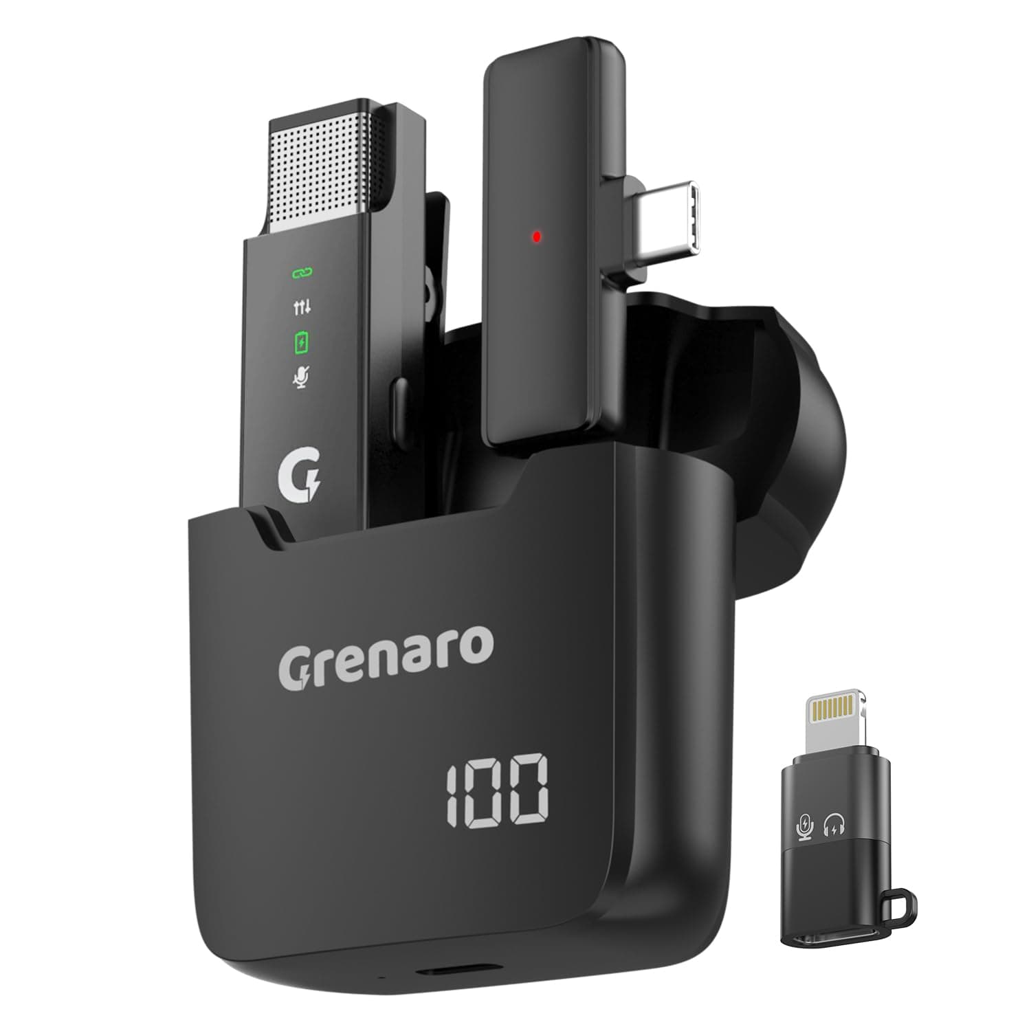 GRENARO Mic for YouTube Wireless, 3-Level Adjustable Noise Cancellation Wireless Microphone,Professional Wireless Mike for Recording, Ideal for Video Recording and Content Creators
