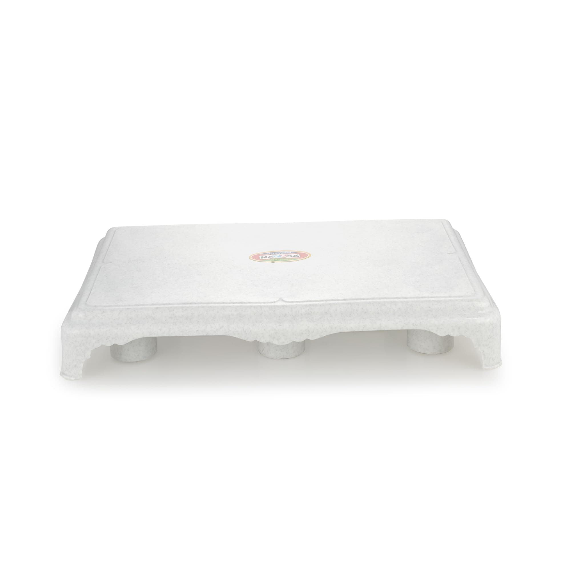 Nayasa Asan Patla Heavy Duty Plastic Stool | Multipurpose Bathroom & Kitchen Patla | Lightweight Anti-Skid Utility Stool with Wide Stable Base for Sitting, Bathing & Home Use | No.105, White