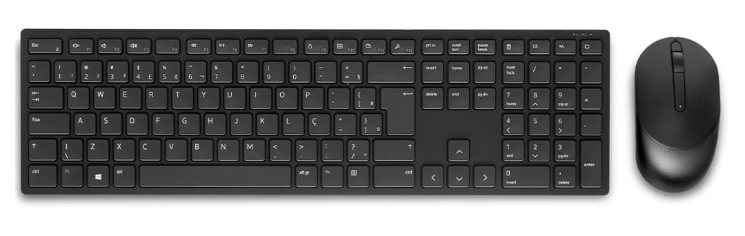 Dell KM5221W Pro Wireless Keyboard and Mouse, Plunger, QWERTY International English, Volume, Mute Hot Keys, 3 Buttons, 1600 dpi, 2.4 GHz, 3 Years - Advanced Exchange Warranty
