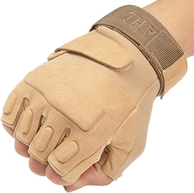 ZaySoo Gloves for Bike Riders/Cycling Leather Knuckles Design Strong Grip Camel