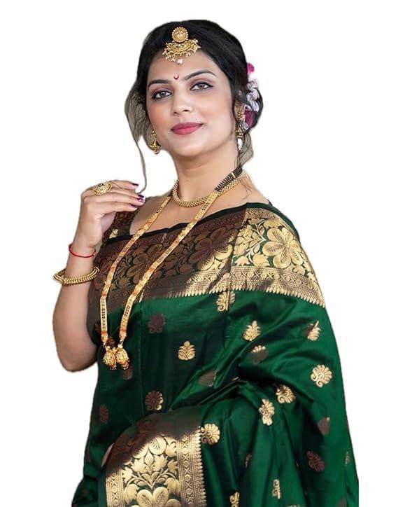 C J Enterprise Women's Banarasi Saree Pure Kanjivaram Silk Saree Soft Design Wear Pattu Sarees Latest Cotton With Blouse Piece for Wedding sadi new ladies 2026