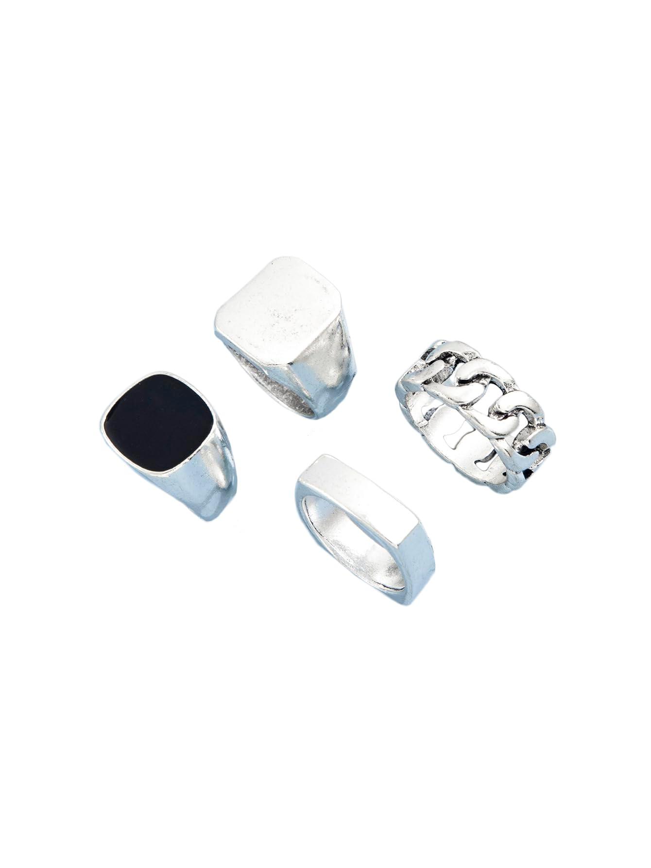 Shining Diva Fashion Latest Stylish Metal Boho Midi Finger Rings for Women and Girls - Set of 4 (rrsd14200r), Silver
