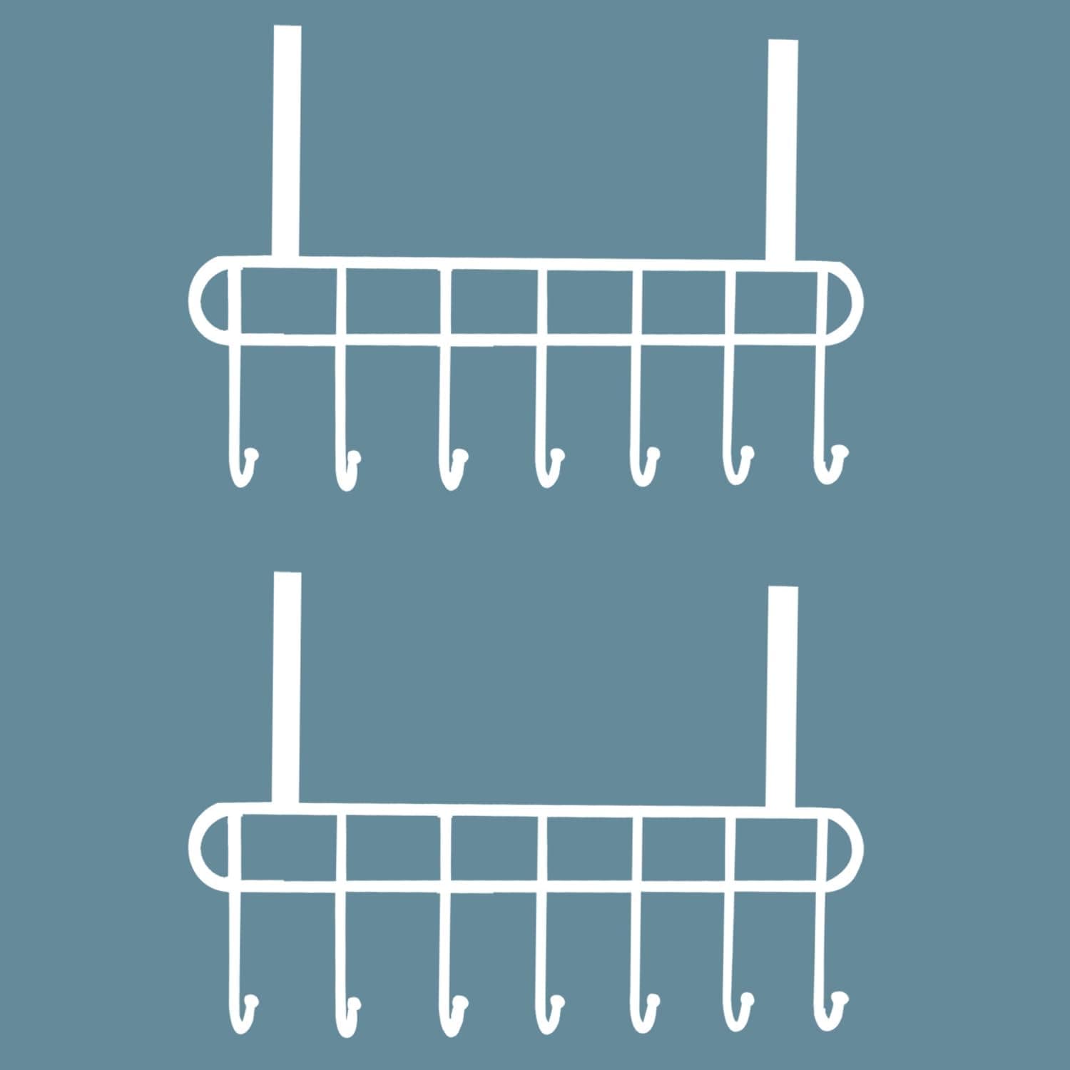 Boniry 2 Pcs Over The Door Hook Hanger Adhesive Hooks Heavy Duty Wall Hooks Waterproof Stainless Steel Hooks for Hanging Coat, Hat,Towel Robe Hook Rack Wall Mount- Bathroom and Bedroom White