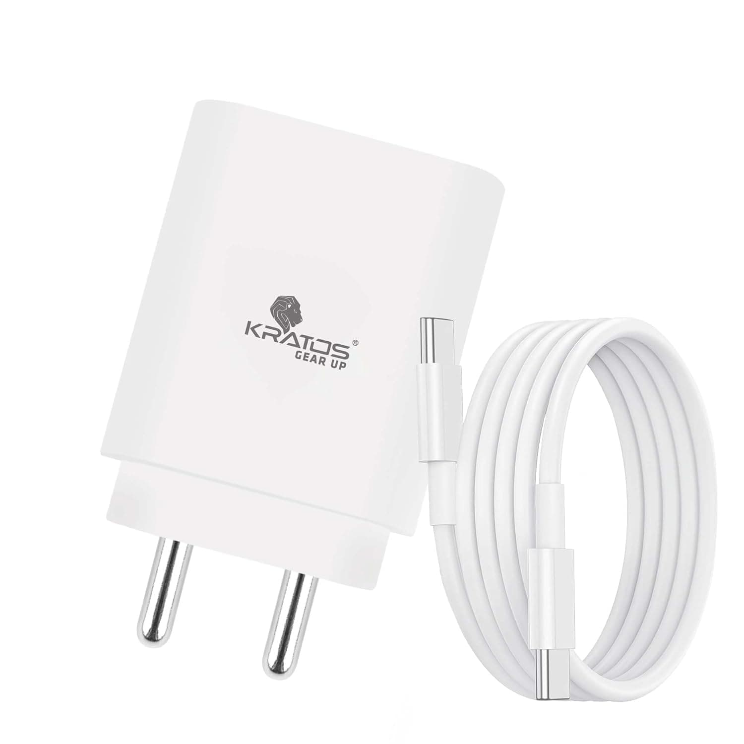 Kratos 25W Charger Adapter with Type C to C Cable, Fast Charger Compatible with Samsung Galaxy A15/M35/A35/A55/M05/M15/F15/M55| M34/M14/F34/F14/F54/A14/S23/S24/S25/ Fold/Flip/Tab, White