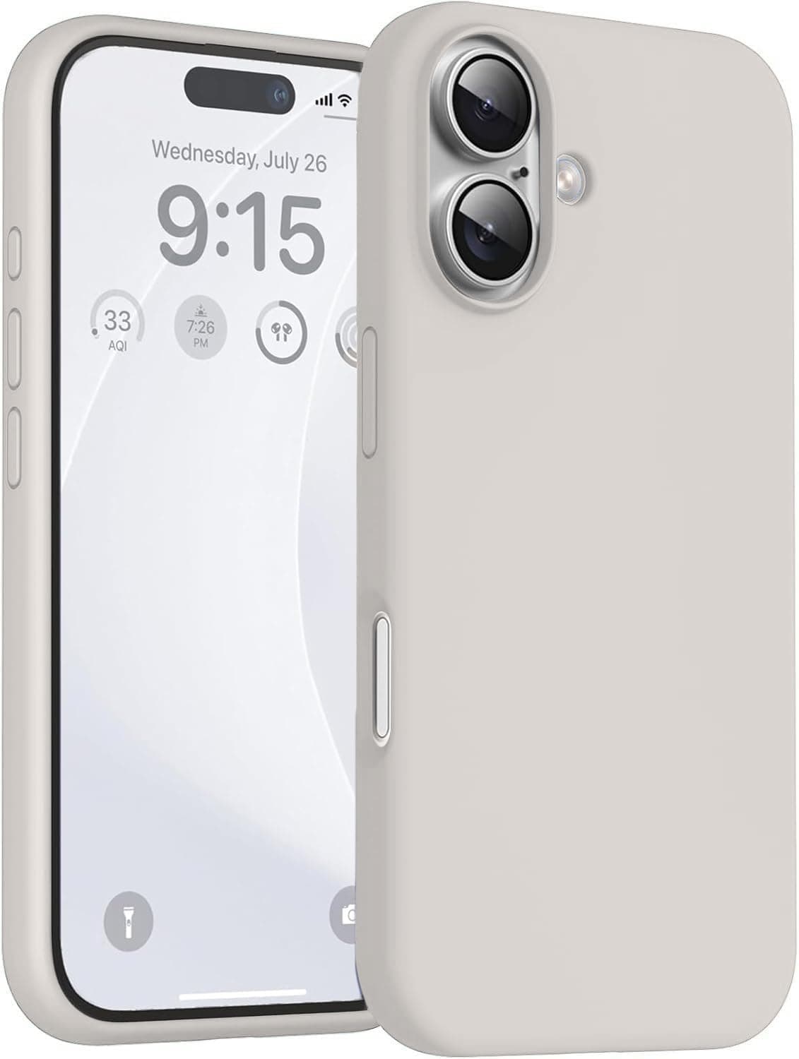 DIZORO Compatible for iPhone 16 Plus Case 6.7, Slim Liquid Silicone 3 Layers Full Covered Soft Gel Rubber Phone Case Protective Cover 6.7 Inch - Stone