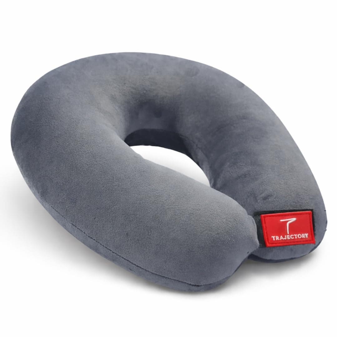 Trajectory Travel Neck Pillow for Travelling and Sleeping in Airplane Flight, Cab, Car, Train, Bus for Men and Women Grey (As seen on Shark Tank)