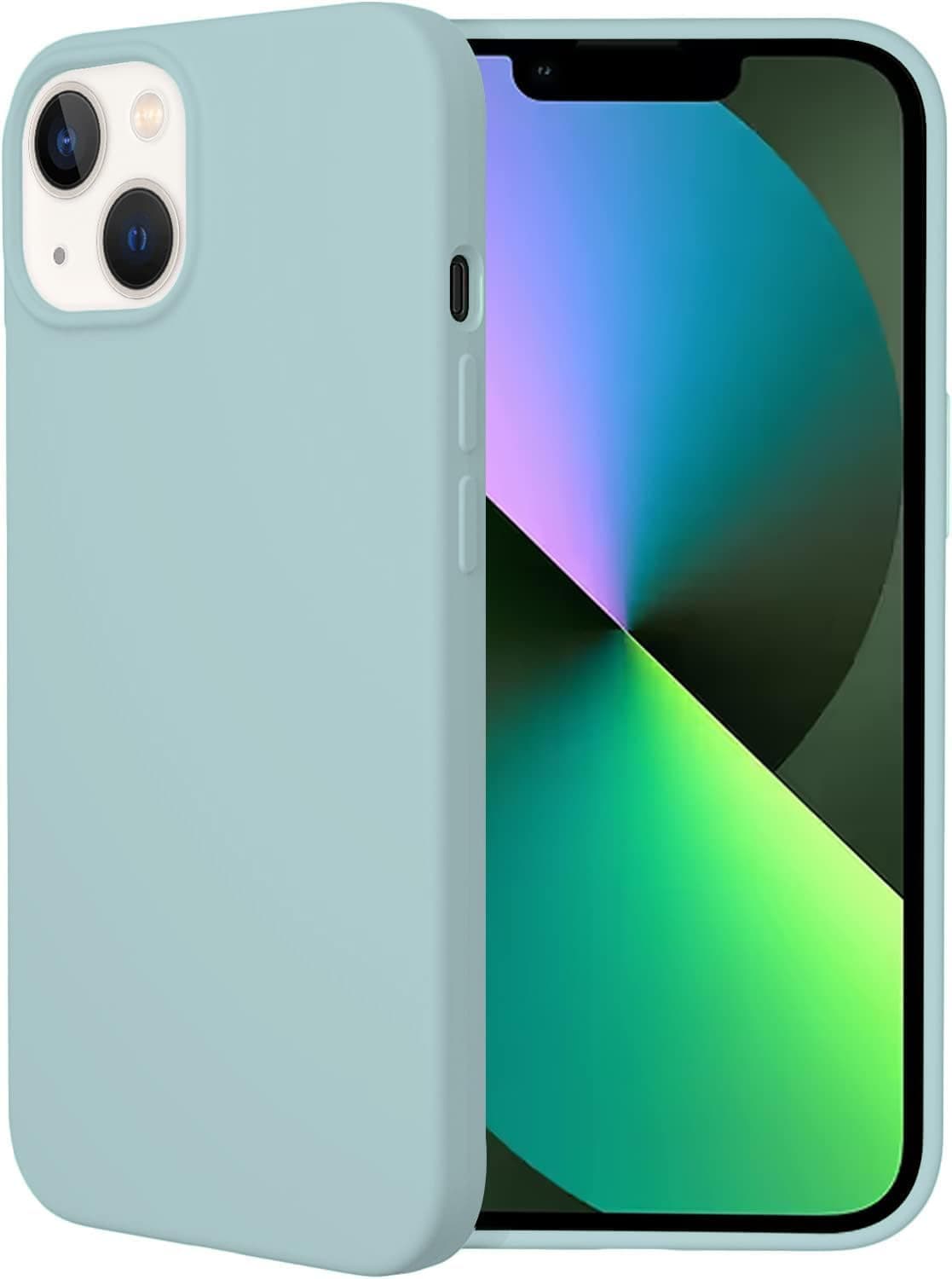 DIZORO® Compatible with iPhone 13 Case, Liquid Silicone Case, Full Body Protective Cover, Shockproof, Slim Phone Case, Anti-Scratch Soft Microfiber Lining, 6.1 inch - Mint Green