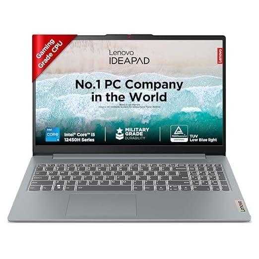 Lenovo IdeaPad Slim 3 15IAH8 Intel Core i5 12th Gen Laptop (16GB, 512GB SSD, Windows 11 Home, 15.6 inch Full HD IPS Display, MS Office 2024, Arctic Grey, 1.62 KG) 83ER00KSIN