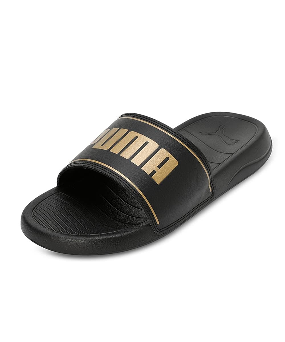 Puma unisex-adult Slide Max Black-Metallic Gold Slide Sandal - 7 UK (39453706)