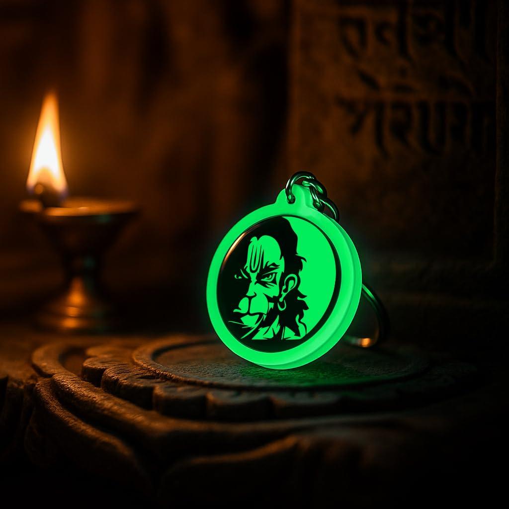 Mi Glow Store | Glow in the Dark Keychains | Gods | Hanuman (Green)