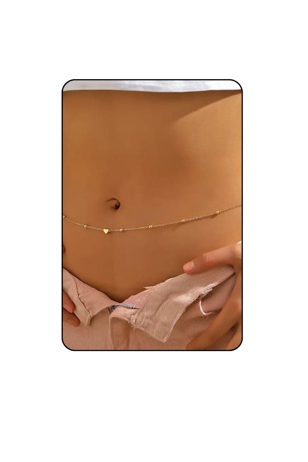 Fabme Women's Waist Chain - Stylish Saree Gold Plated Belly Chain Body Hip Chain for the Waist Ladies Sexy Bikini Jewelry (26-42 In) -Small Heart