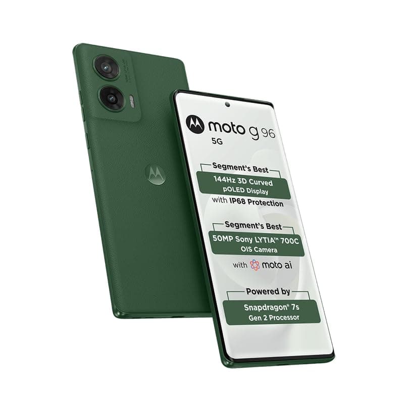 Motorola G96 144Hz 3D Curved pOLED (PANTONE Greener Pastures, 8GB RAM, 128GB Storage)