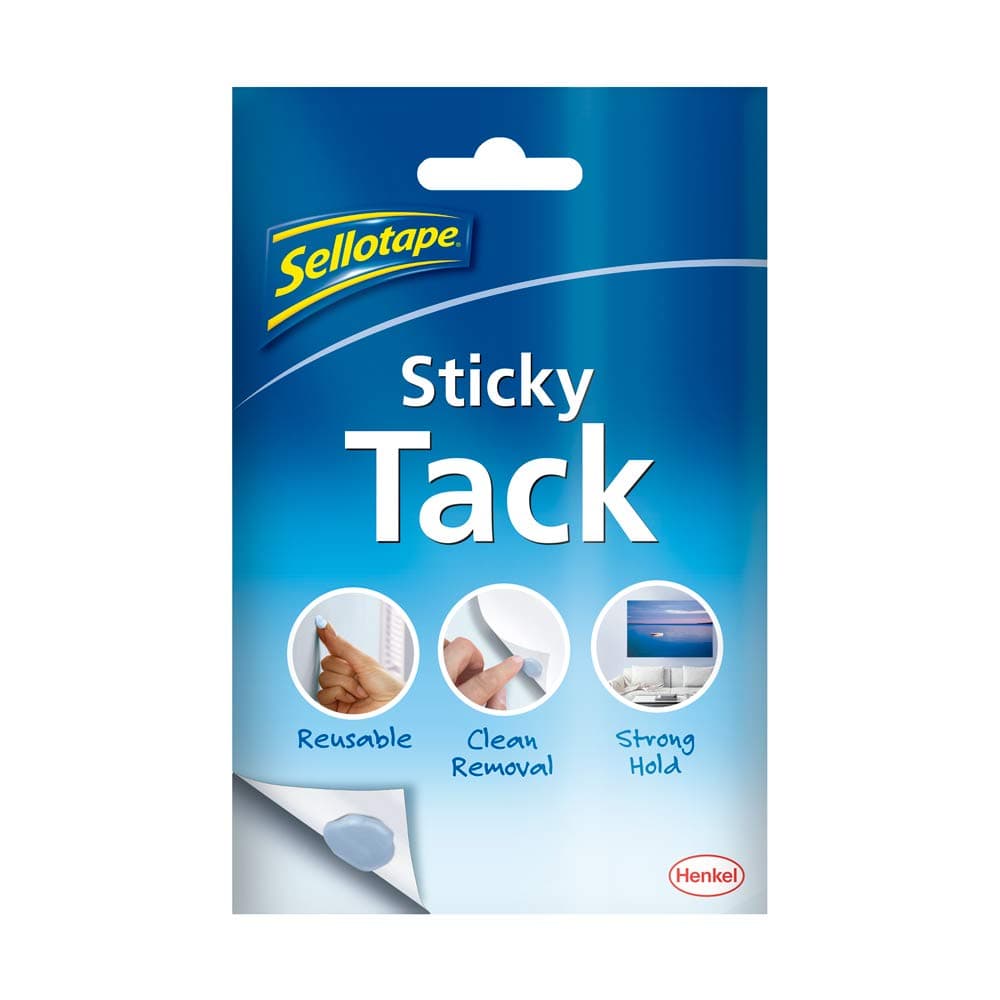 Sellotape Sticky Tack For Home & Office,Reusable Adhesive Ideal For Hanging Photos,Cards Or Decorations,Can Be Repositioned & Reused,Strong Hold,Easy To Use,No Mounting Needed,45G,Multicolor,18cm