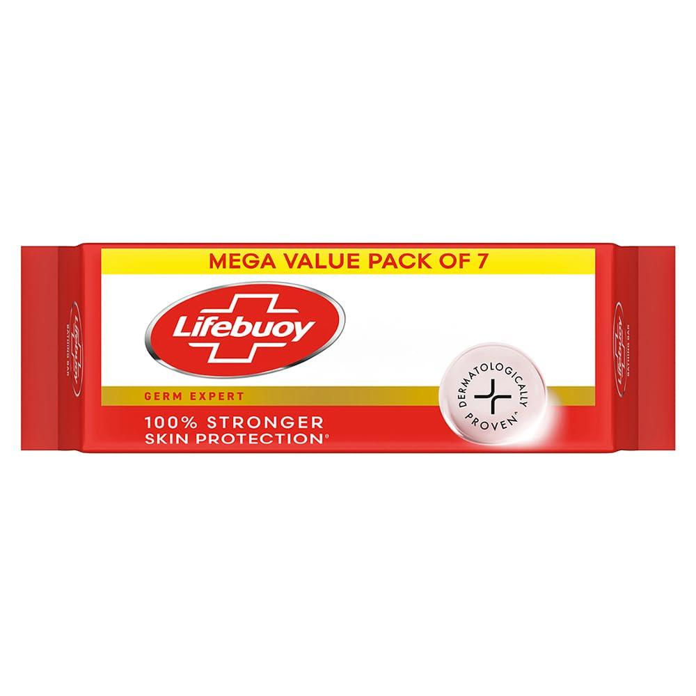 Lifebuoy Total 10 Germ Protection Bathing Soap Bar 125 g (Combo Pack of 7)|| Protects Against Viruses and Germs - Combo Offer