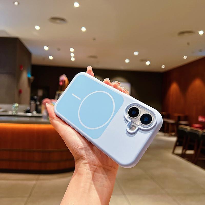 LuxuryKase Liquid Silicone Case for iPhone 16 Plus | Dual Tone Colour Matte Finish | MagSafe Compatible | Microfiber Lining Inside | Shockproof & Raised Camera Protection - Blue