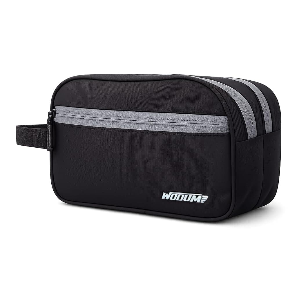 Wooum Polyester Toiletry Bag for Men & Women, Travel Pouch for Toiletries Shaving Kit & Cosmetics, Water Resistance Pouch for Travel Accessories, Organizer Travel Pouch for Make Up, Black