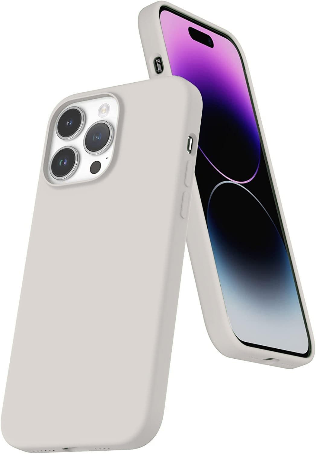 DIZORO Liquid Silicone Compatible for iPhone 14 Pro Max Case Gel Rubber with Microfiber Lining Non-Slip Full Body Protective Shockproof Back Cover 6.7 inch (Neo Stone), Off White