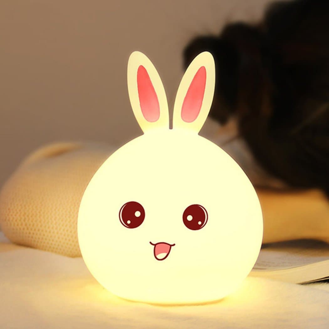 One94Store Silicone Rabbit Night Light – USB Rechargeable 7-Color LED Lamp with Touch Sensor for Kids Bedroom & Gift Purpose
