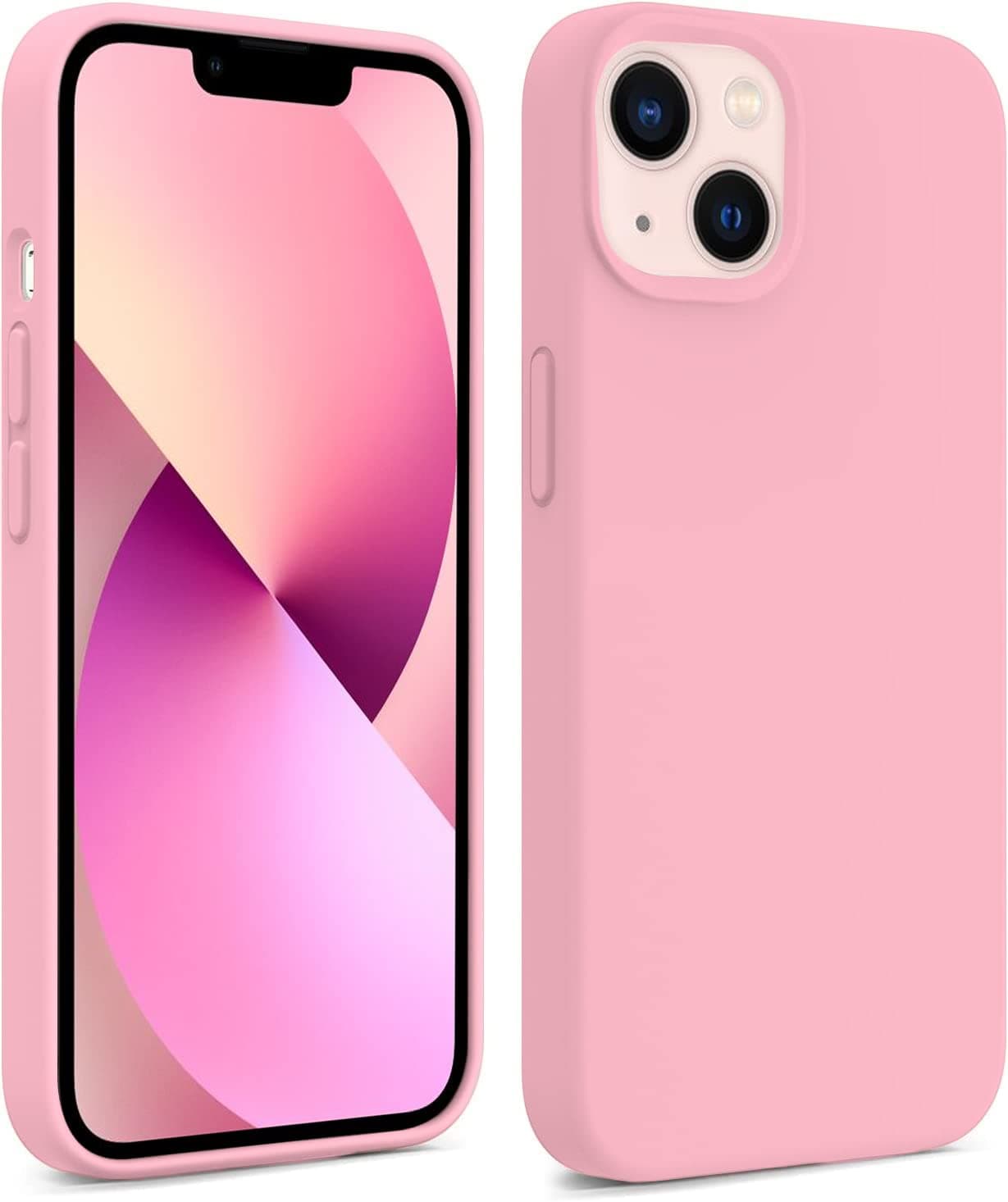 DIZORO® Compatible with iPhone 13 Case, Liquid Silicone Case, Full Body Protective Cover, Shockproof, Slim Phone Case, Anti-Scratch Soft Microfiber Lining, (6.1 inch Baby Pink)