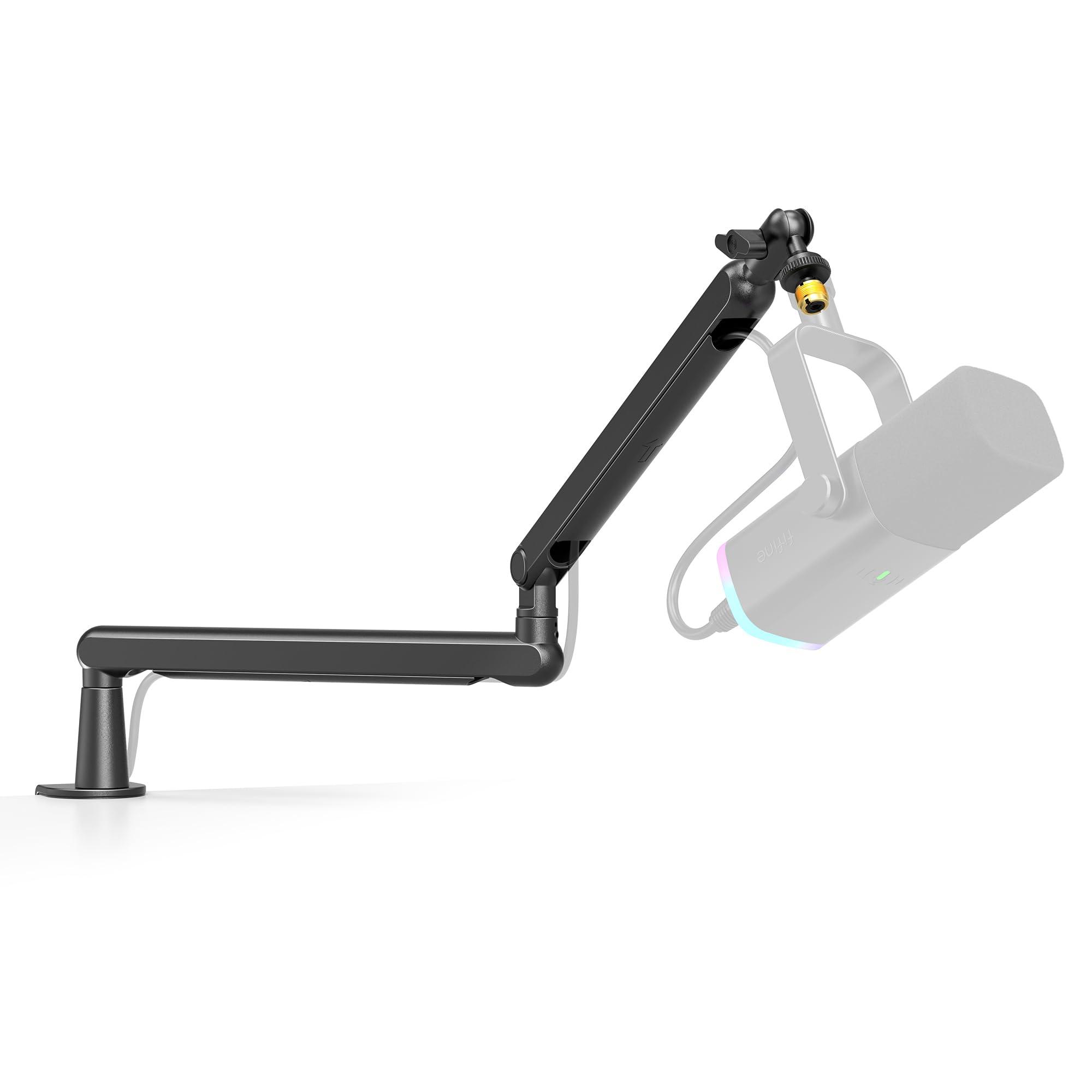 FIFINE BM88 Microphone Boom Arm Stand with Desk Mount Clamp, Screw Adapter, Cable Management, Suspension Scissor Mic Stand for Boom Stick Microphone, for Podcast Streaming Gaming Studio|Black