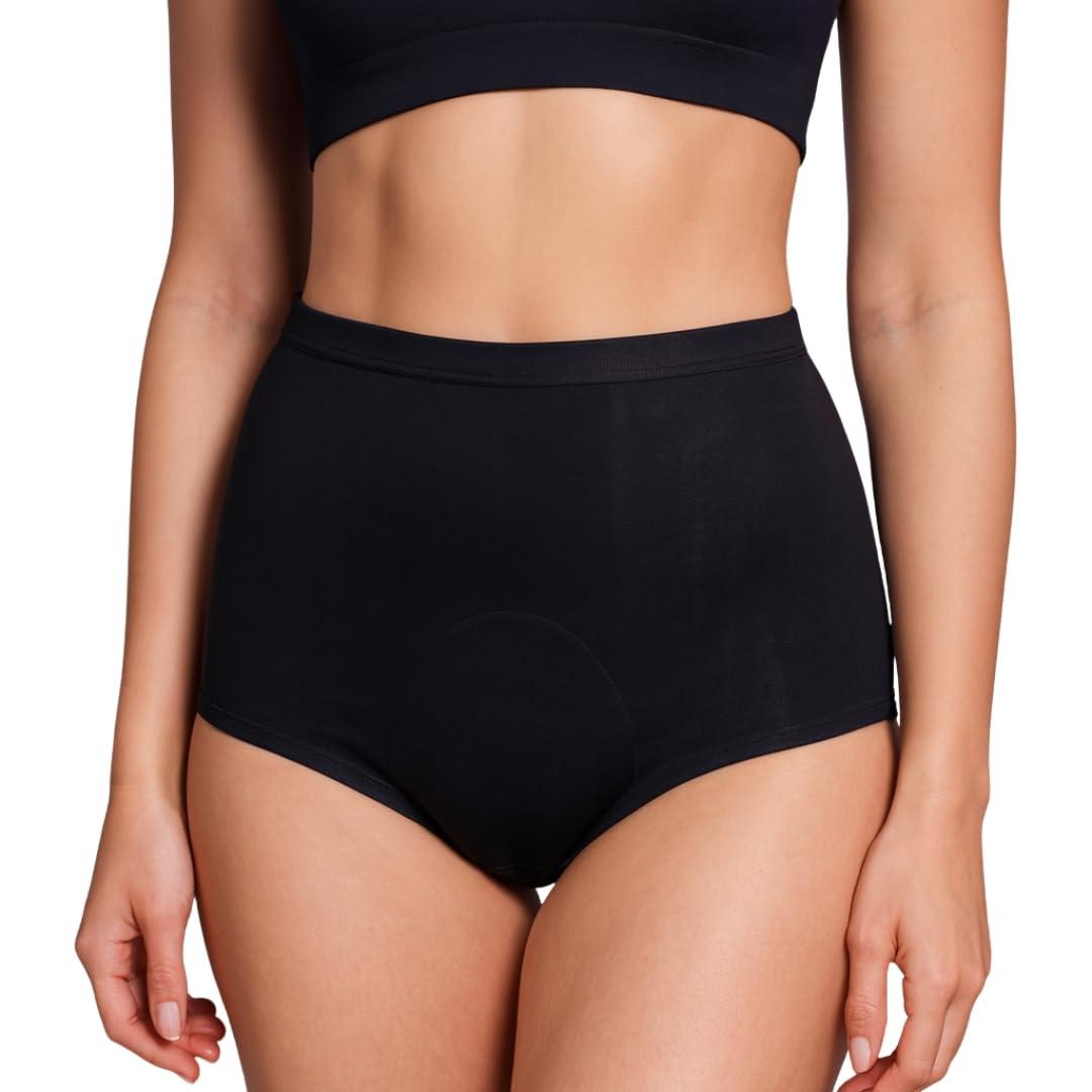 HEALTHFAB ; The Fabulous You Heavy Period Panty High Waist Leak Proof Underwear for Medium to Heavy Flow, Reusable Upto 2 Years Without Pads, Pack of 1 Black