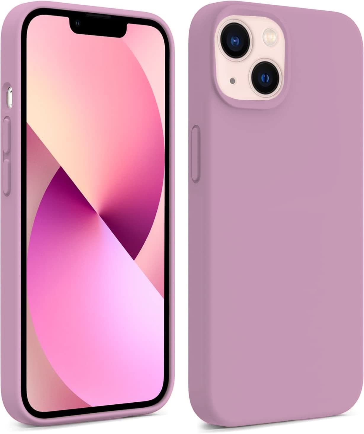 DIZORO® Compatible with iPhone 13 Case, Liquid Silicone Case, Full Body Protective Cover, Shockproof, Slim Phone Case, Anti-Scratch Soft Microfiber Lining, 6.1 inch - Lilac
