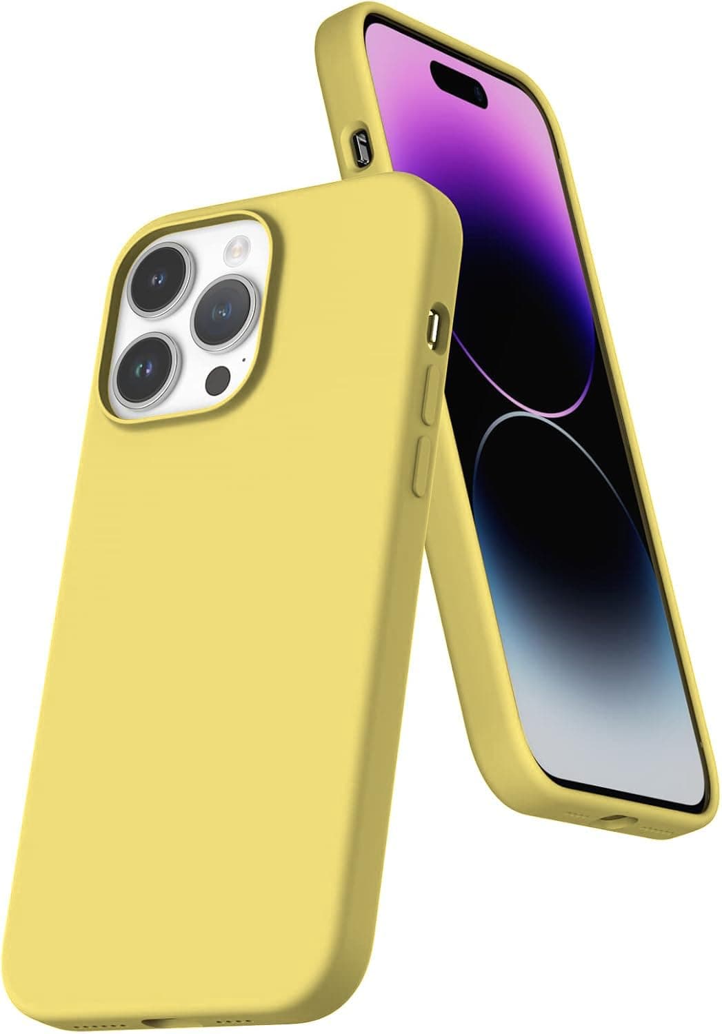 DIZORO® Silicone Back Case for iPhone 14 Pro Max, Soft-Touch Phone Microfiber Silicone Back Cover for iPhone 14 Pro Max-Yellow