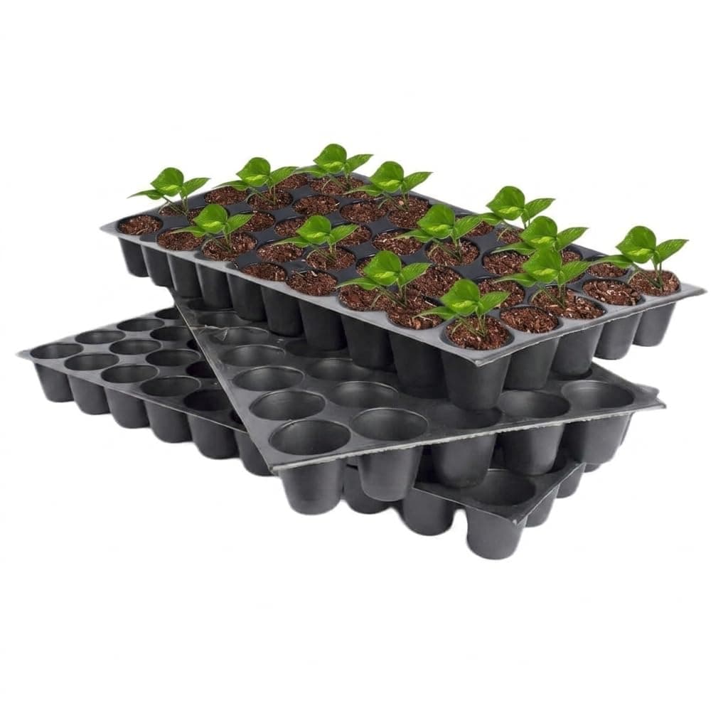 UGAOO Reusable Seedling Tray - Pack of 3 (Black, 50 Holes/Tray) | Durable Plastic Germination Trays with Drainage Holes | Ideal for Seed Starting, Greenhouse, and Indoor Gardening