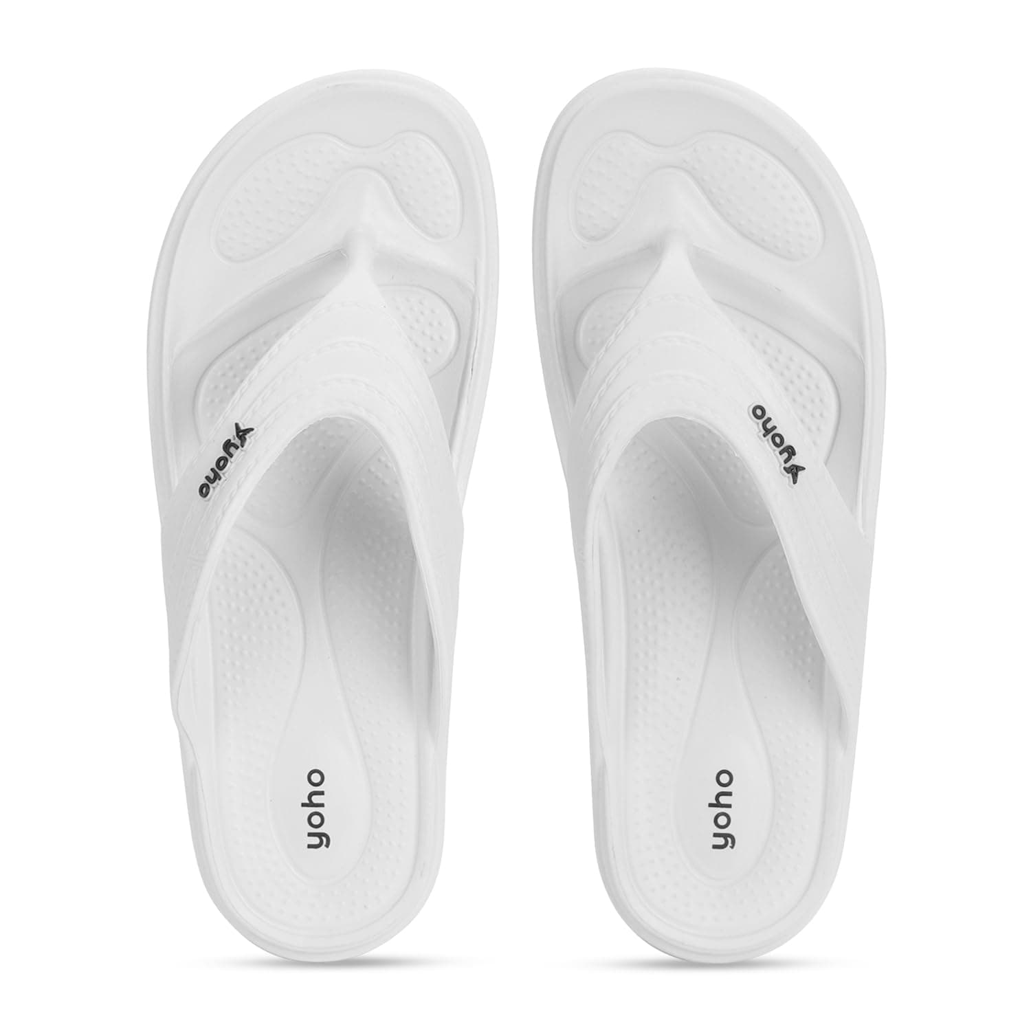Yoho Drizzle Soft Slippers for Women, Mild Acupressure, Lightweight, Anti Skid & Slip, Diabetic Footwear for Woman, Home Wear Bathroom Chappal for ladies | Waterproof Monsoon & Rainy Footwear | White - UK 9
