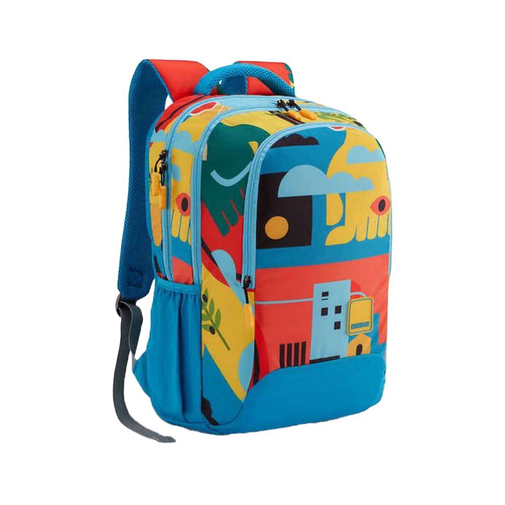 American Tourister Quad 3.0 Style 01, Large 3 Compartment Backpack, 33.5L with Spacious Interiors Bags For School, Office, College For Men & Women - Vivid Blue