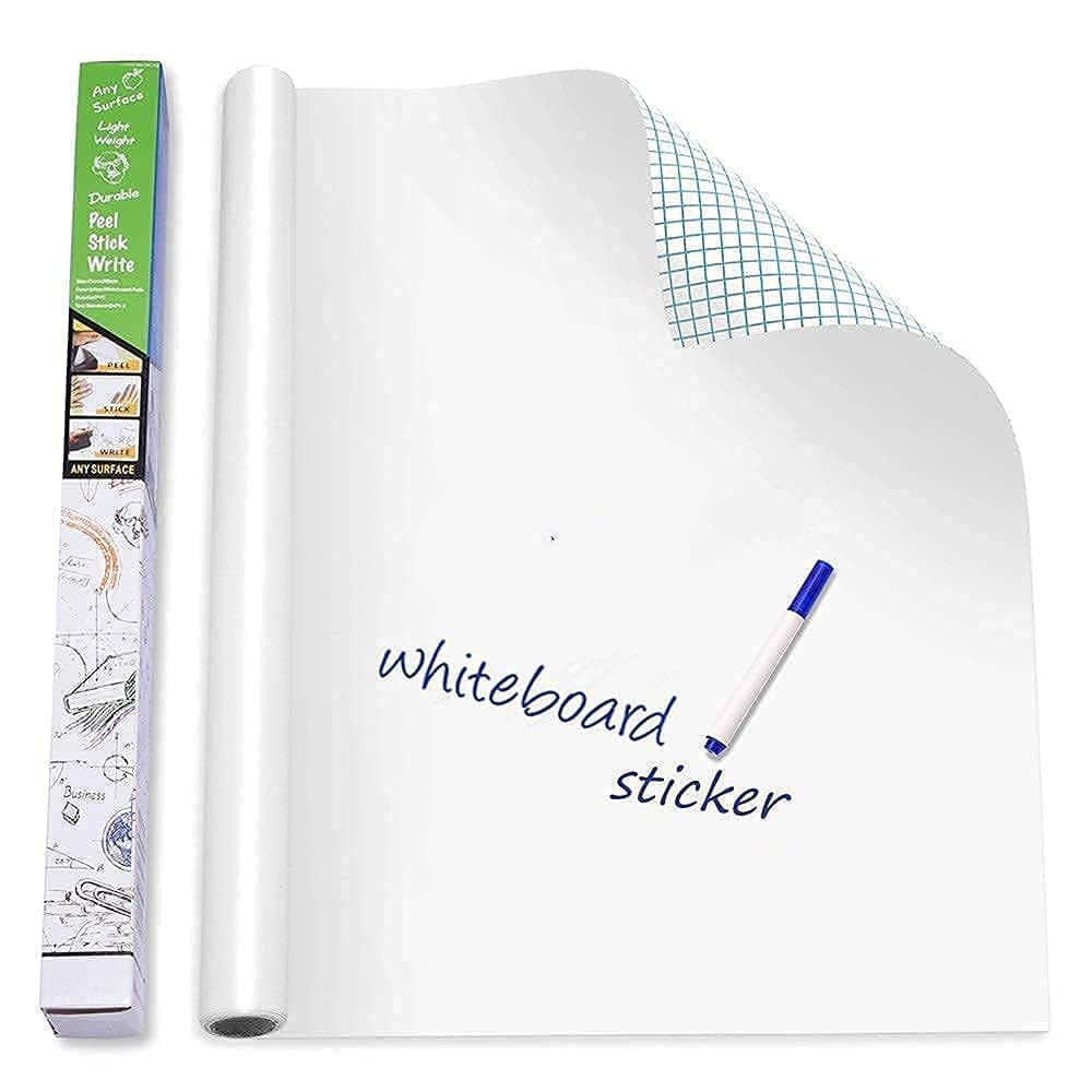YAJNAS 3x1.5 Feet, Whiteboard Sticker, PVC Self-Adhesive Dry Erase Board, White, Waterproof, Multi-Surface Compatible, Easy Clean No Ghost Marks