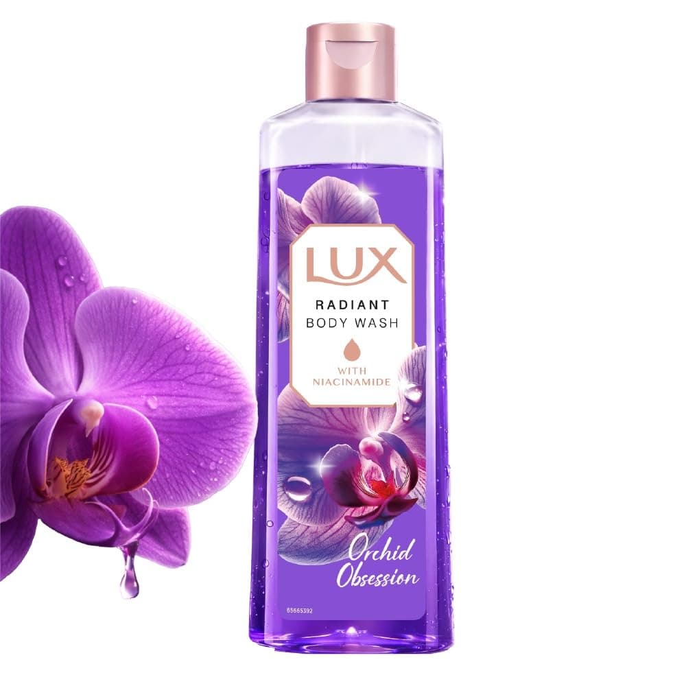 LUX Orchid Obsession Bodywash, 245ml, for Radiant & Bouncy Skin feel, with Niacinamide & Exotic Orchid fragrance, Upto 12Hr Long-Lasting Fragrance