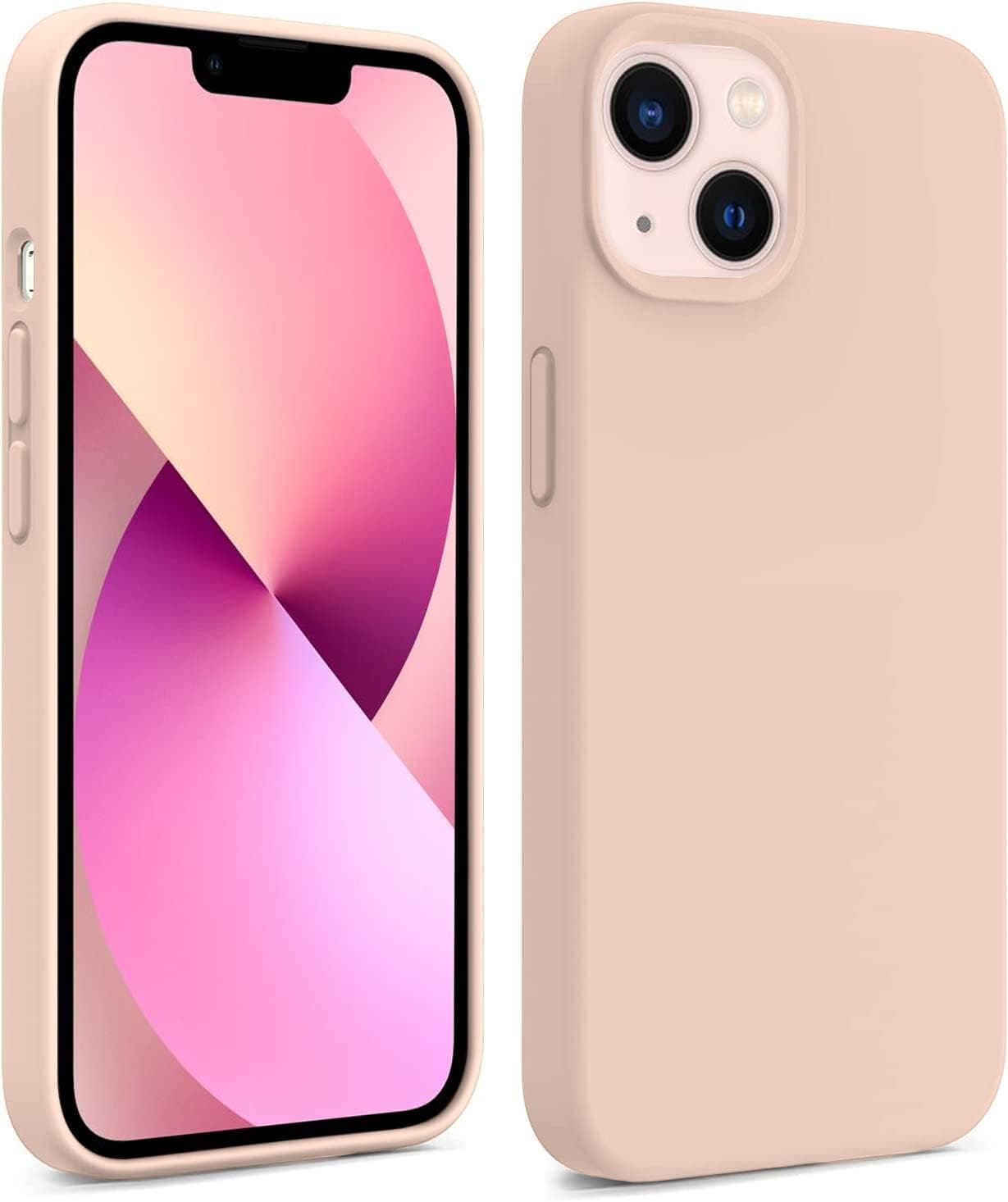 DIZORO® Compatible with iPhone 13 Case, Liquid Silicone Case, Full Body Protective Cover, Shockproof, Slim Phone Case, Anti-Scratch Soft Microfiber Lining, 6.1 inch - Pink