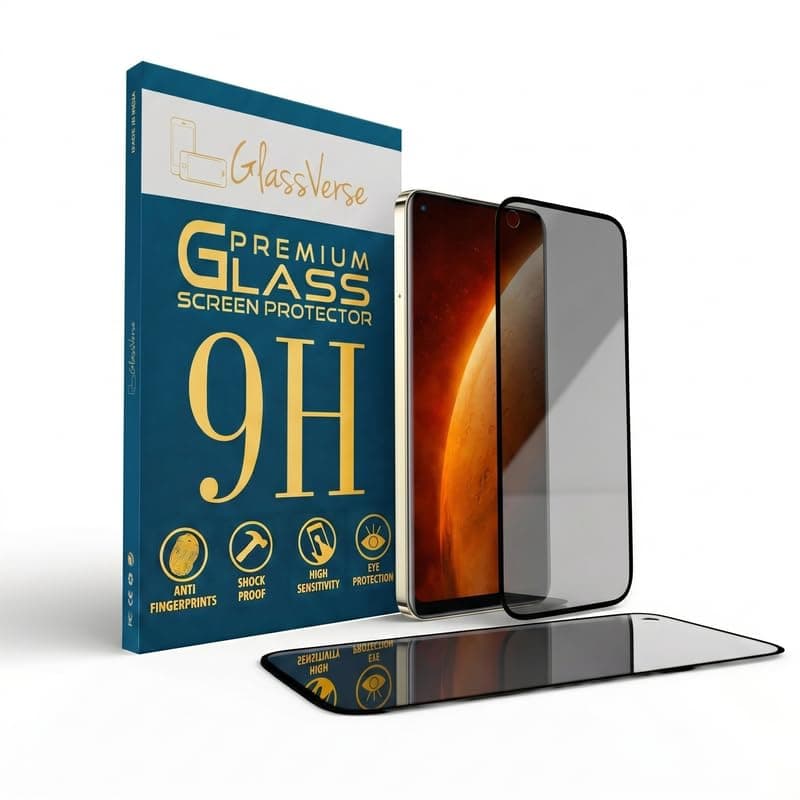 GlassVerse Privacy Tempered Glass for Realme Narzo 60 5G | Anti Spy Screen Protector, 9H Hardness, Edge to Edge, Case Friendly, Hassle-less Installation Kit Included. (Pack of 1)