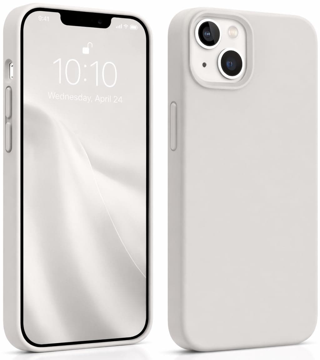 DIZORO Liquid Silicone Compatible for iPhone 14 Case Gel Rubber with Microfiber Lining Non-Slip Full Body Protective Shockproof Back Cover (Stone Gray, 6.1 inch)