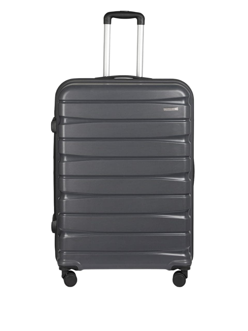 Teakwood Large Check in Size 8 Wheels Trolley Bag, Hard Cabin with Zipper Closure, Adjustable Push Button & Cross Side Strap, TSA Lock System 360 Degree (Large Check in Size, Grey)