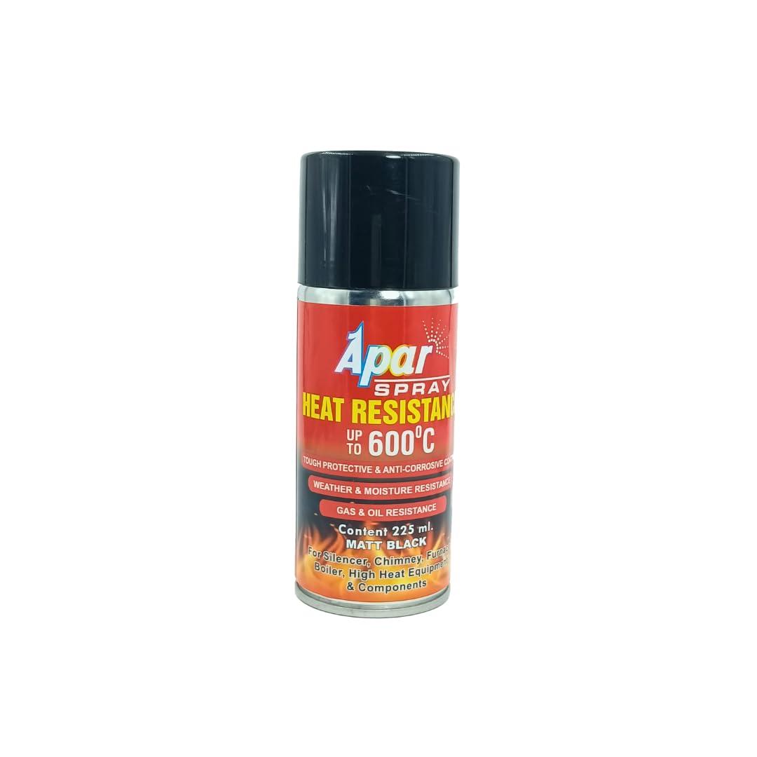 APAR Spray Paint Heat Resistant Matt Black 600°C -225 ml, For High Heat Surface Like silencer, boiler,chimneys etc.